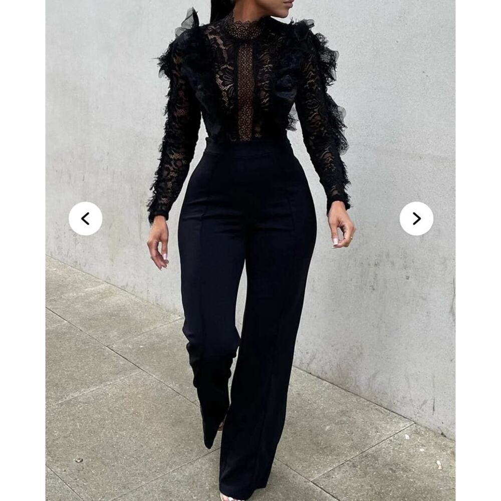 Fashion Nova In My Shadow Jumpsuit Black Lace Party Glam Women XS